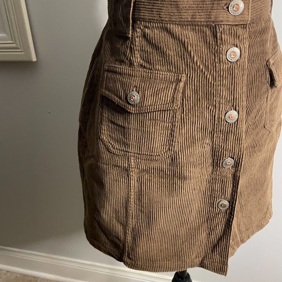 Fore Warned Corduroy Brown Skirt Button Front Mini Skirt Women's Size 14 - Picture 4 of 15